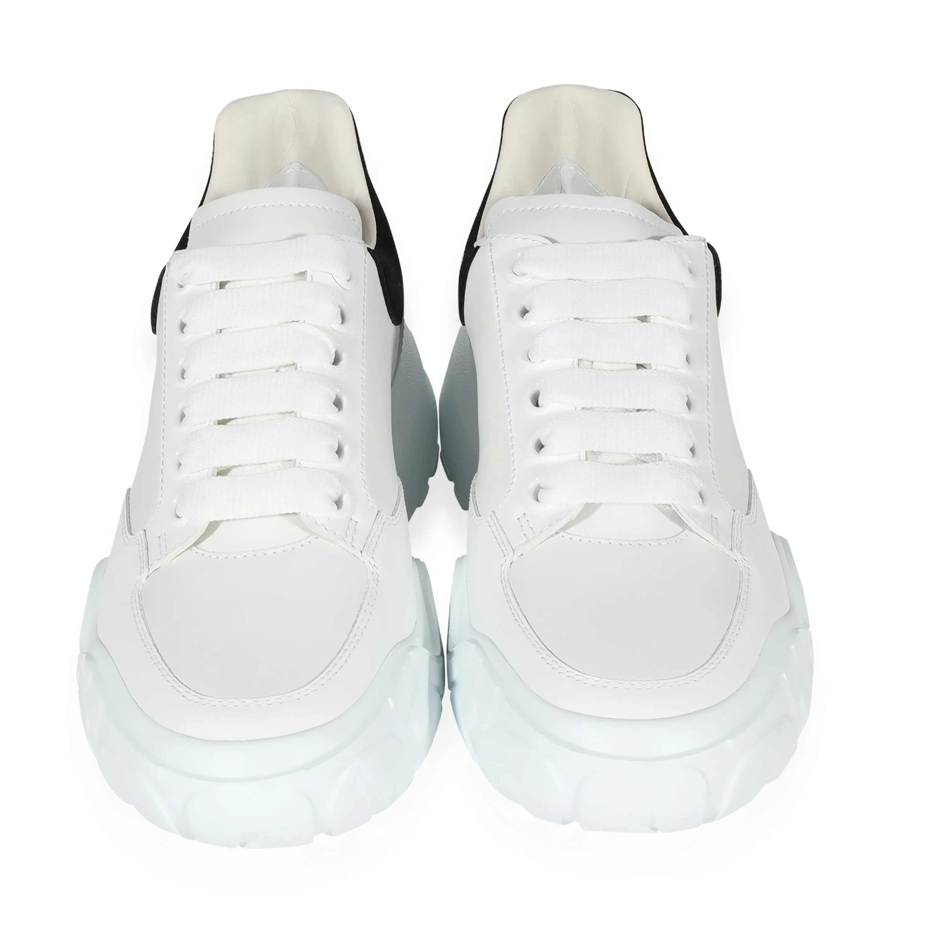 Alexander McQueen Wmns Oversized Court Trainer White Black Suede