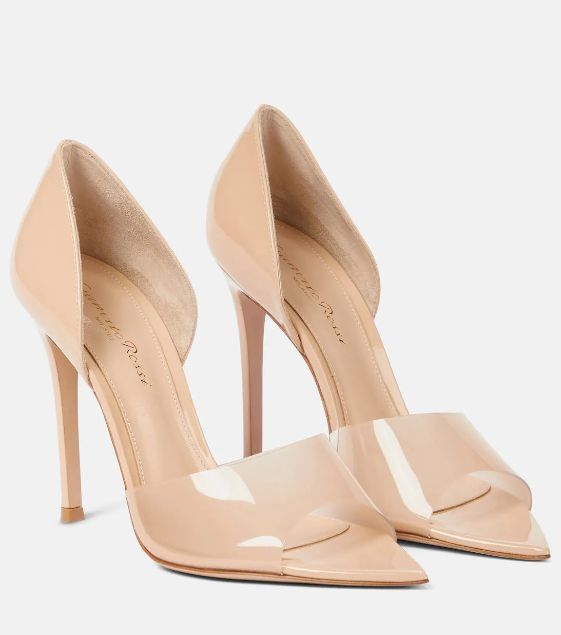 Bree leather and PVC open toe pumps Gianvito Rossi, beige