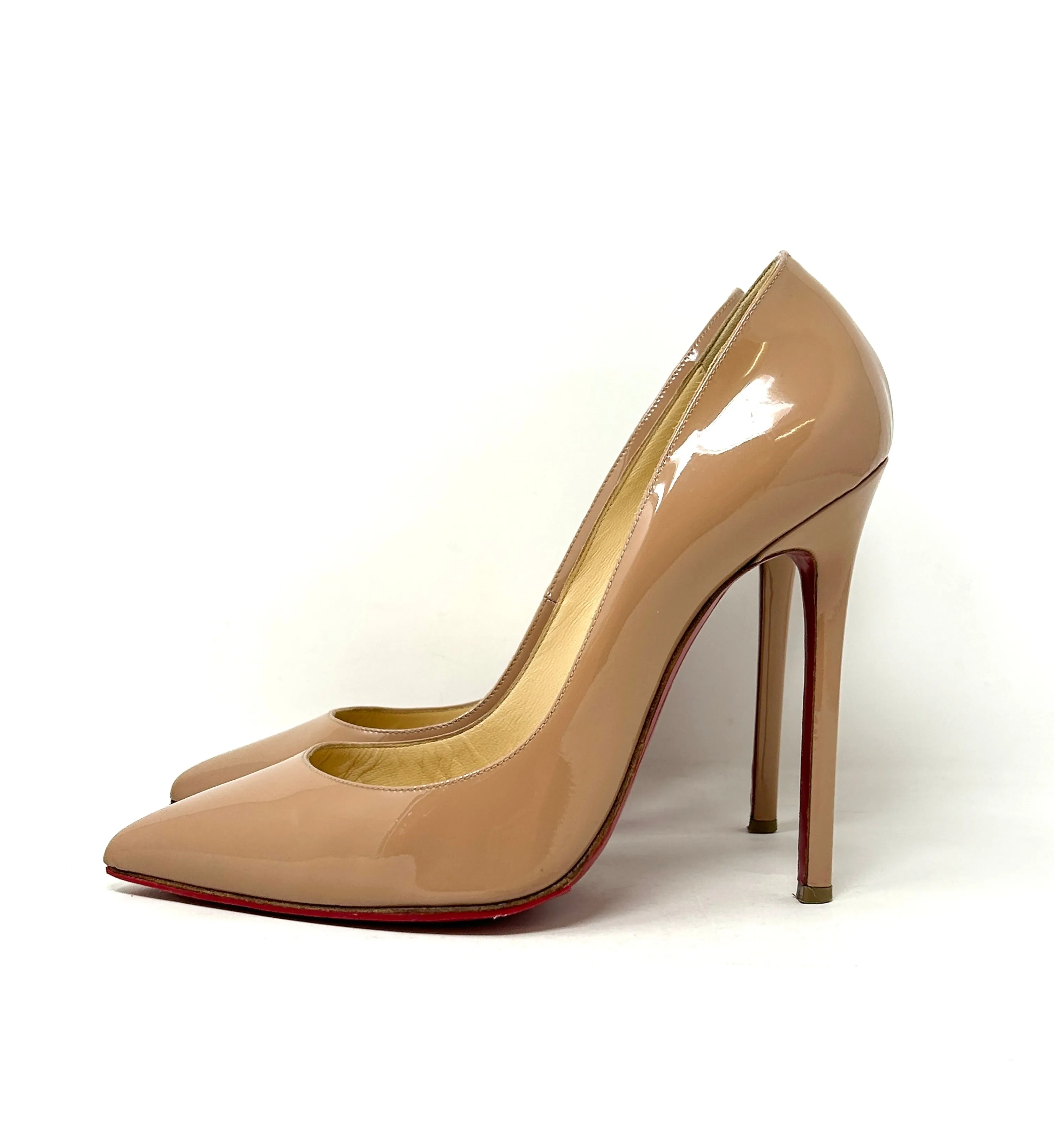 Christian Louboutin Pigalle 120 Nude Patent Leather Pump Heels 41 UK 8