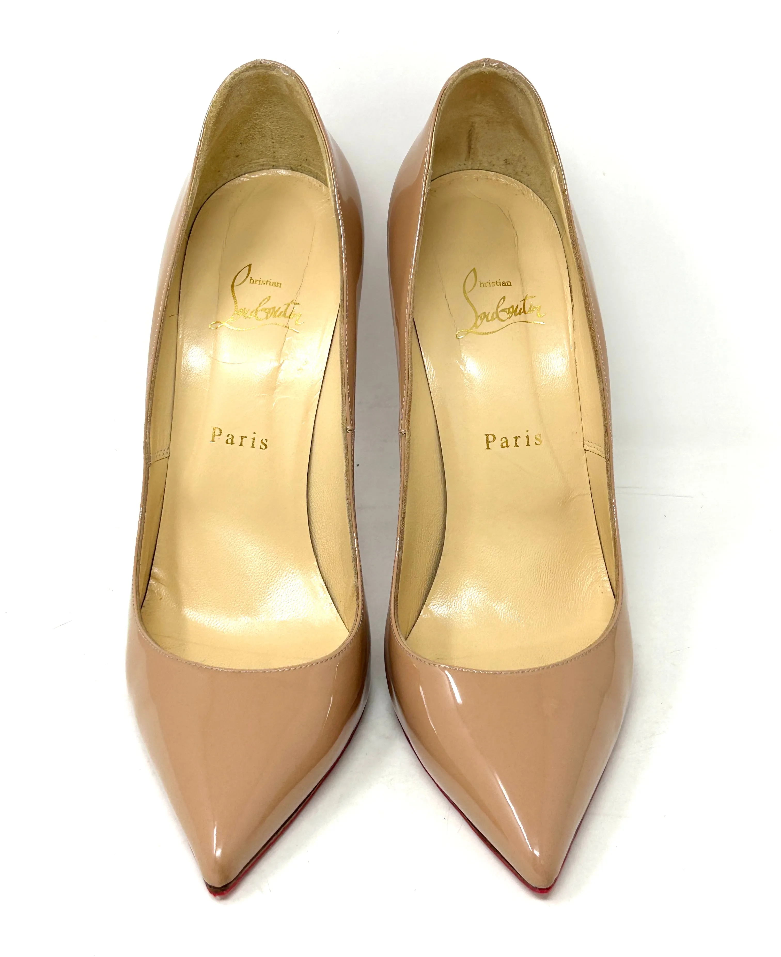 Christian Louboutin Pigalle 120 Nude Patent Leather Pump Heels 41 UK 8