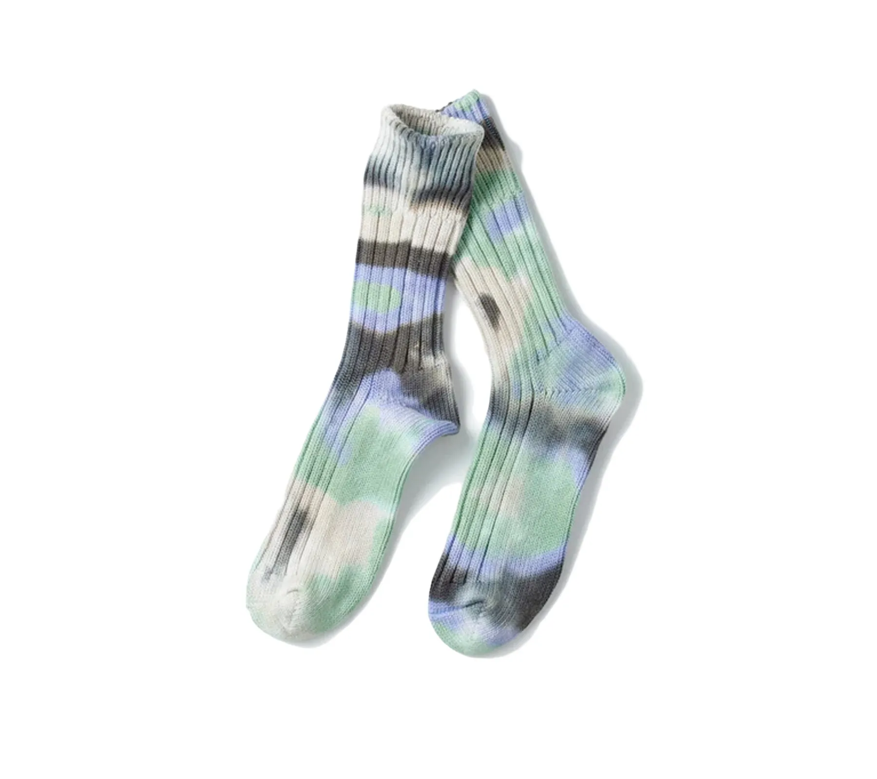 Chunky Ribbed Crew Socks "Tie Dye" | Bk/MNT/PL