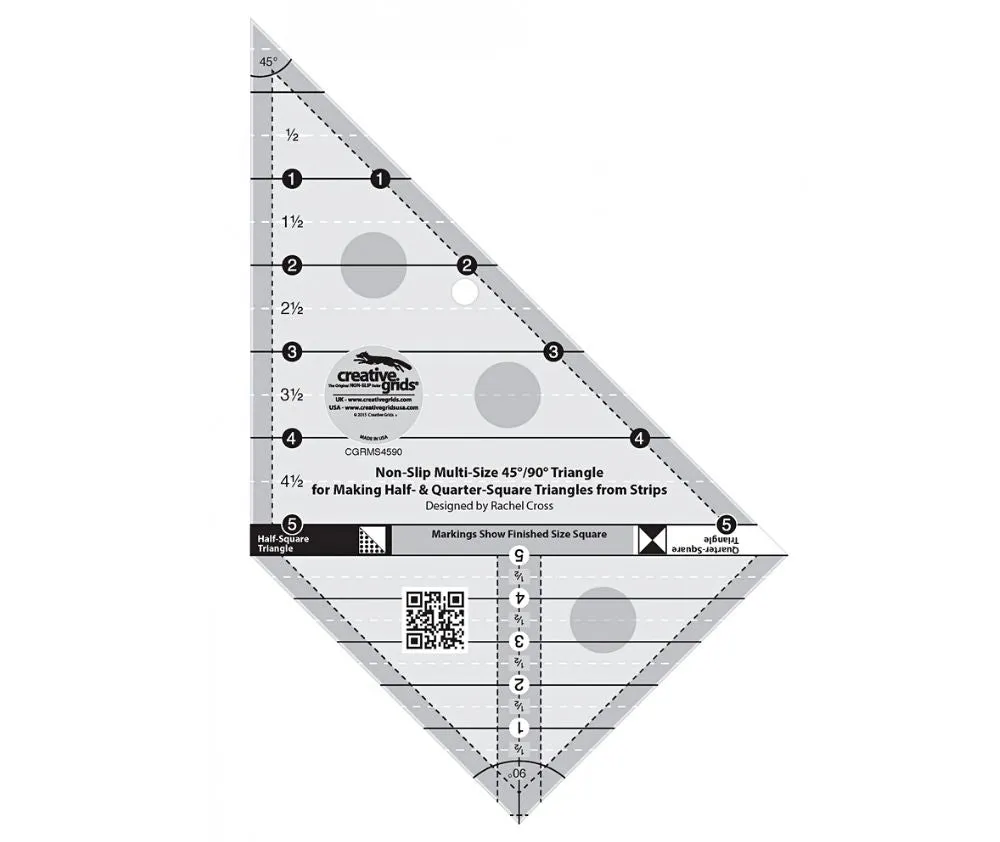 Creative Grids Multi Size Triangle 45 & 90 Degrees Quilt Ruler