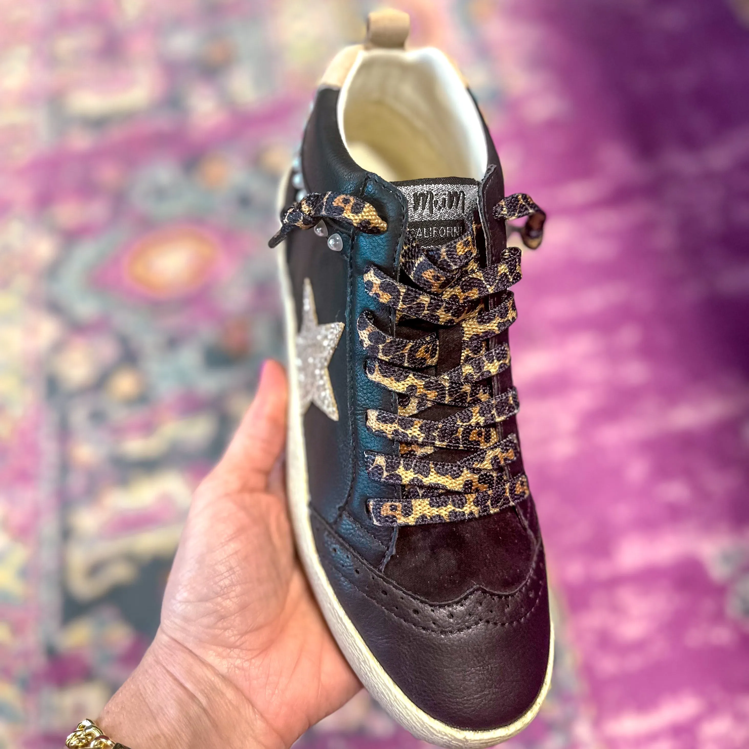 Daisy Black Gold Star Sneakers