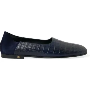 Dolce & Gabbana Elegant Blue Crocodile Leather Loafers