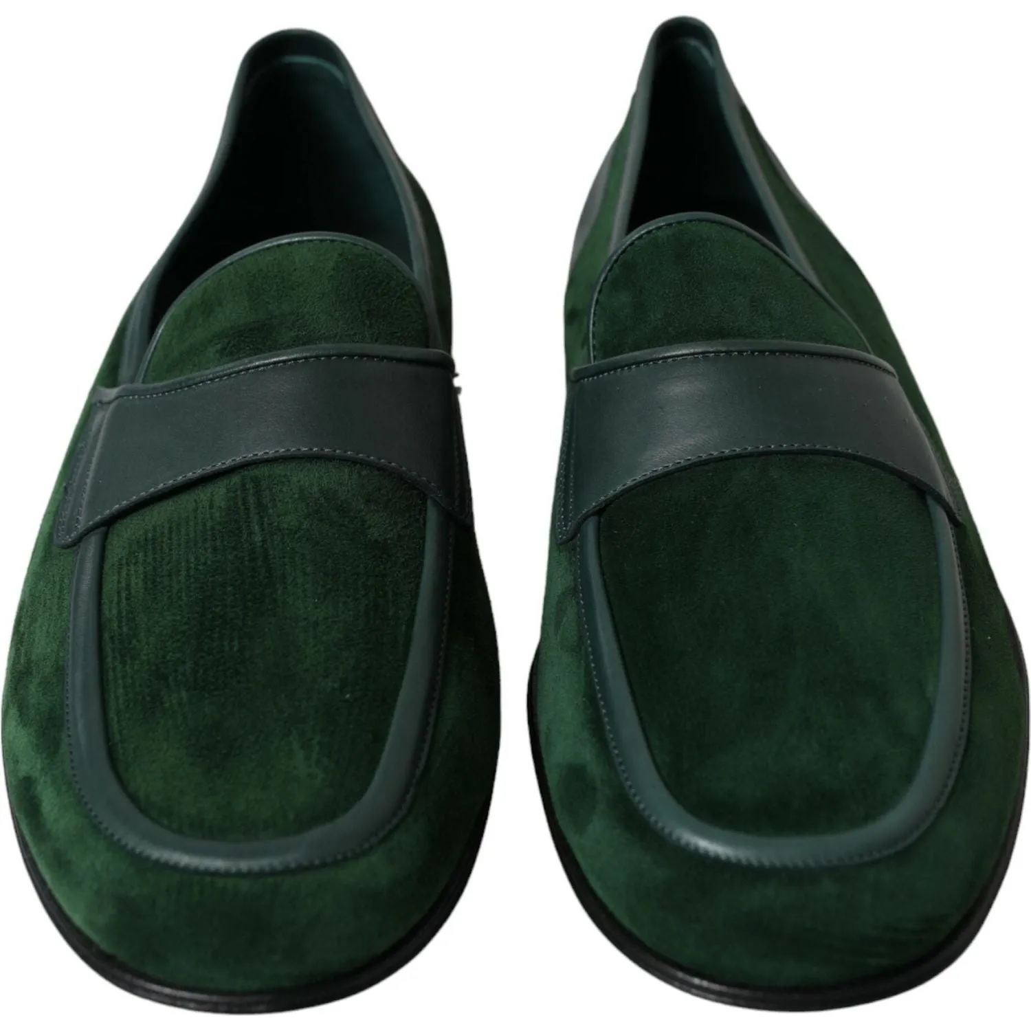 Dolce & Gabbana Emerald Velvet Leather Loafers for Men