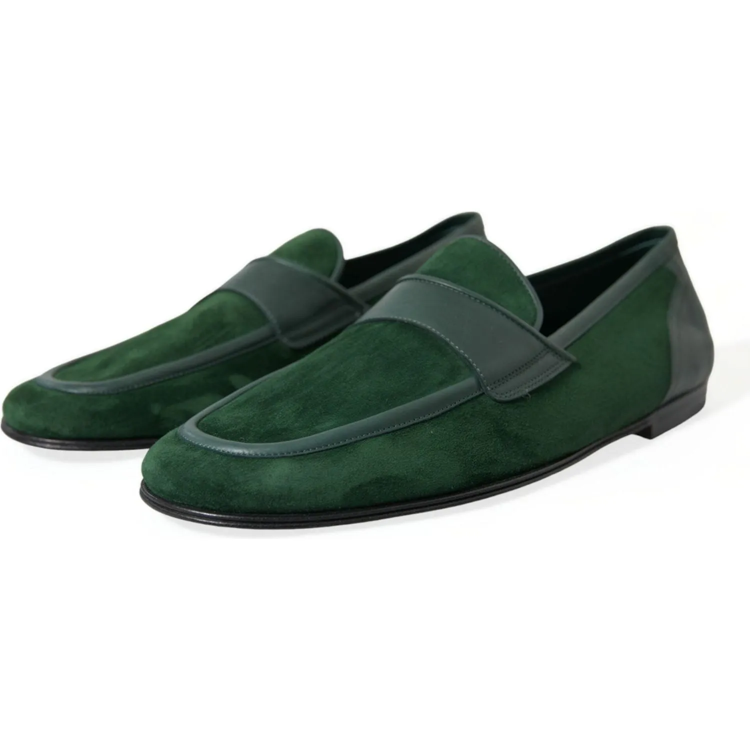 Dolce & Gabbana Emerald Velvet Leather Loafers for Men