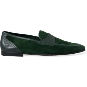 Dolce & Gabbana Emerald Velvet Leather Loafers for Men