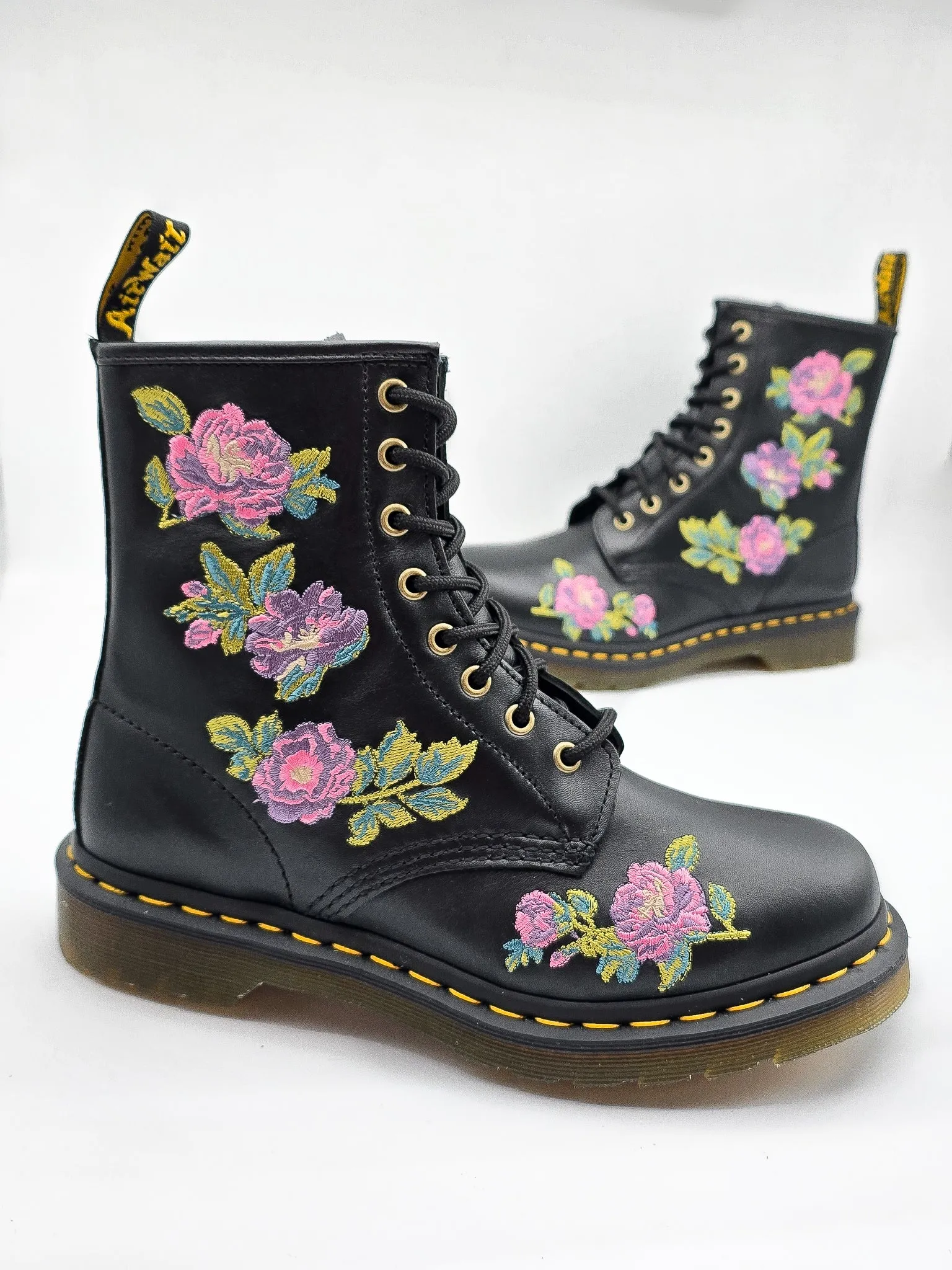 DR. MARTENS 1460 VONDA II EMBROIDERED FLORAL BOOTS