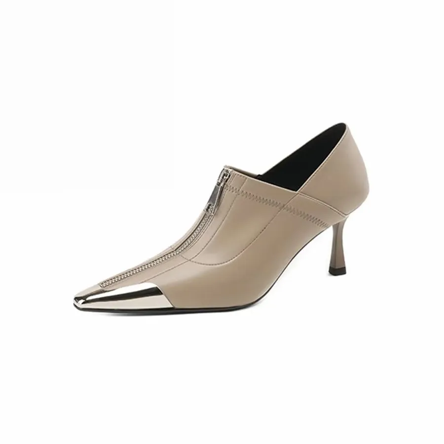 Elegant Cow Leather Pointed Toe Classic High Heel Pumps