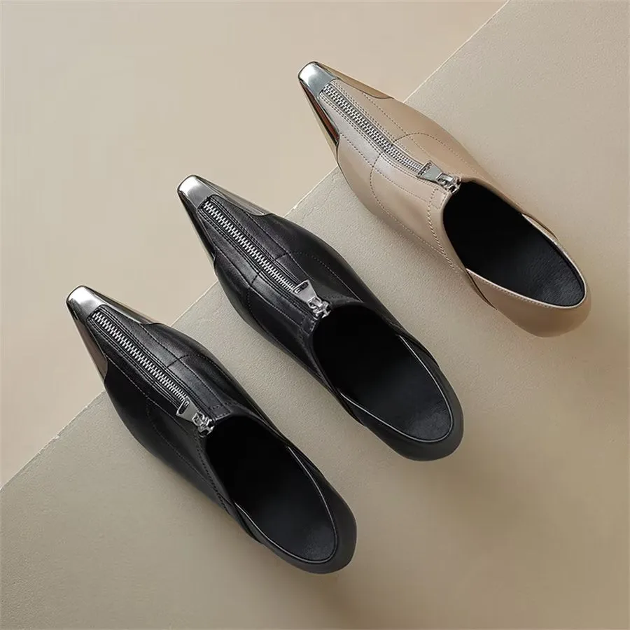 Elegant Cow Leather Pointed Toe Classic High Heel Pumps