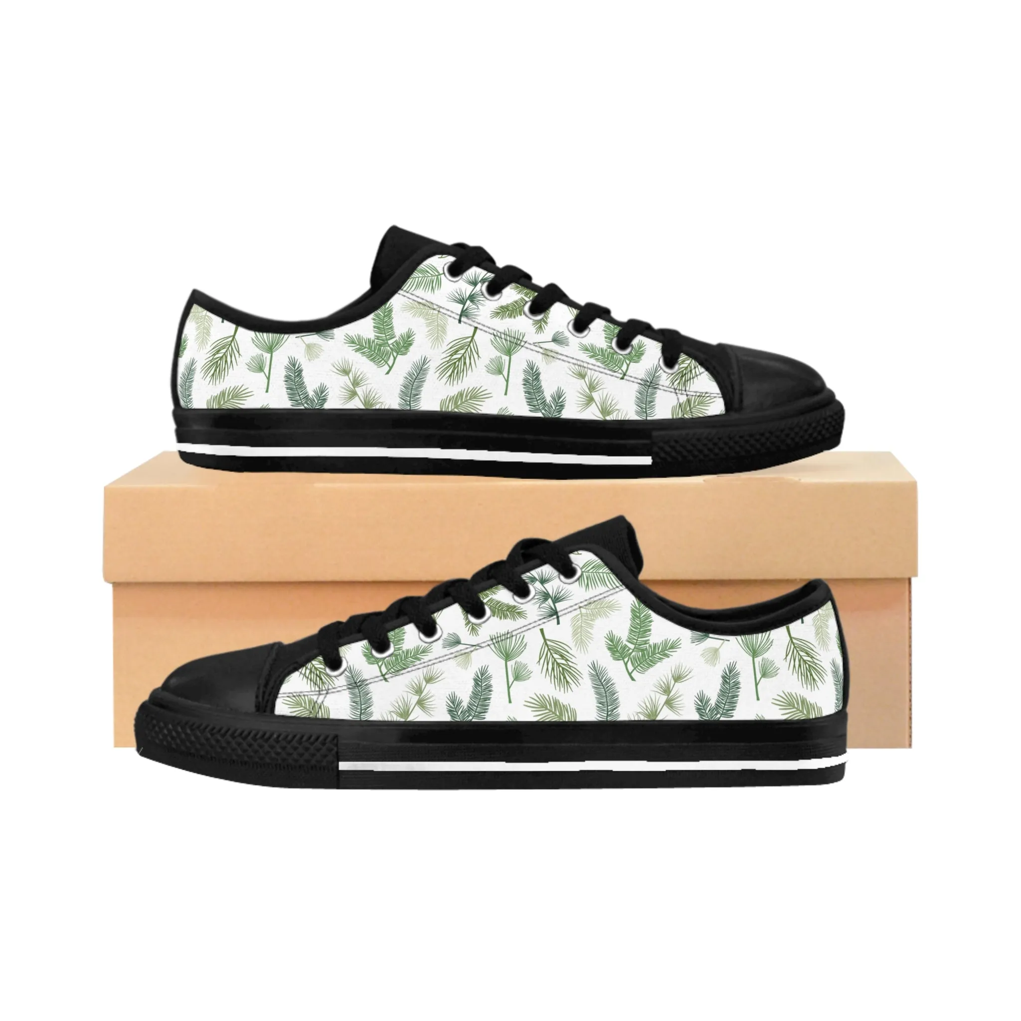 Evergreen Plant Leaves Women's Sneakers