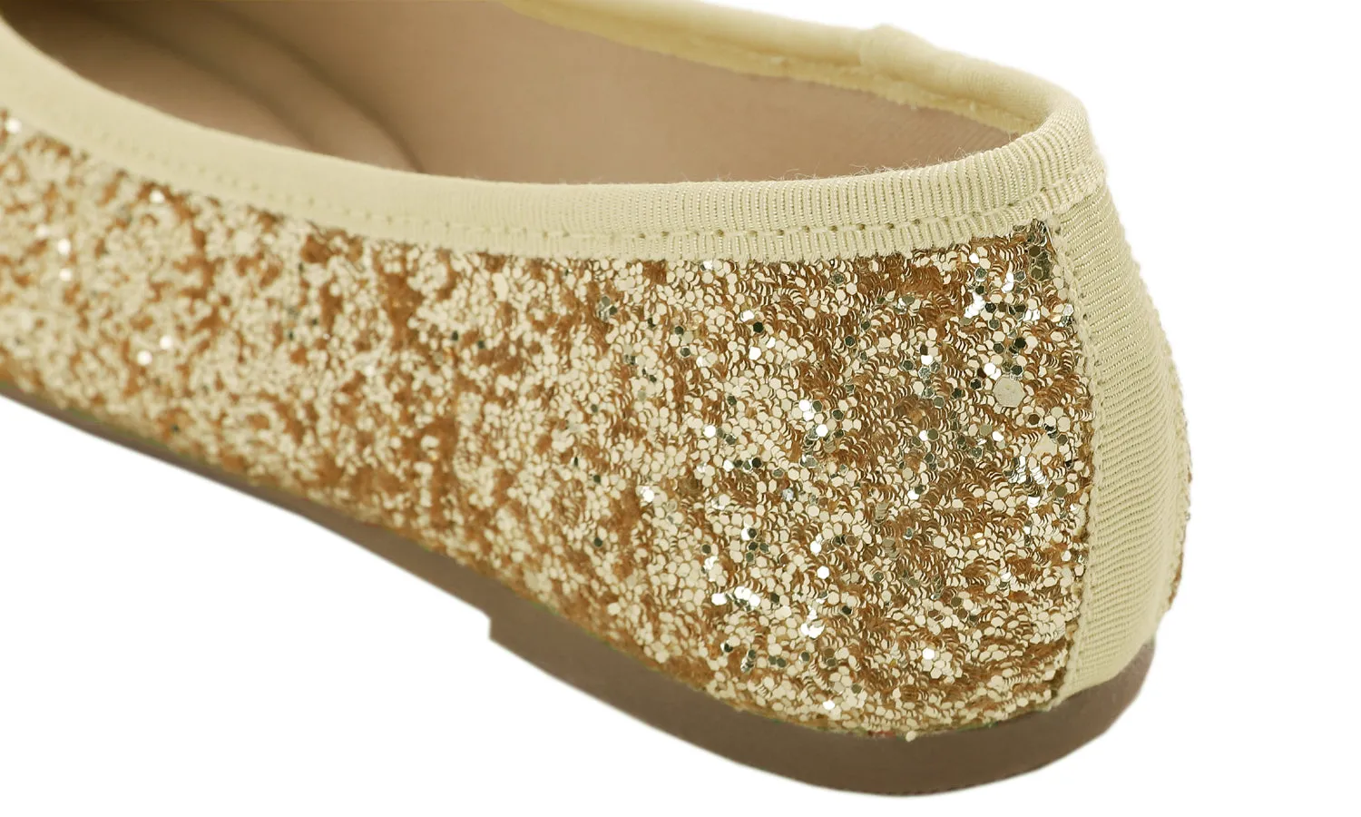 Feversole Women's Macaroon Glitter Gold Memory Foam Cushion Insock Patent Ballet Flat