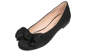 Feversole Women's Round Toe Cute Bow Trim Ballet Flats In Black Color