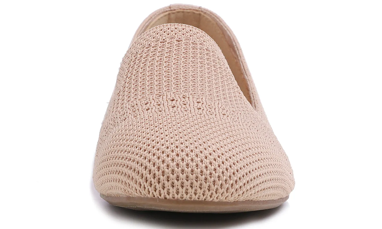 Feversole Women's Woven Fashion Breathable Knit Flat Shoes Nude Color Loafer