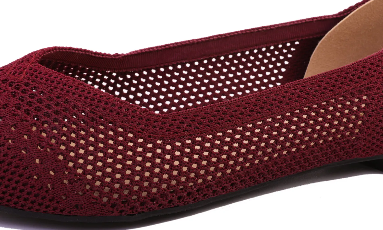 Feversole Women's Woven Fashion Breathable Knit Flat Shoes Pointed Burgundy