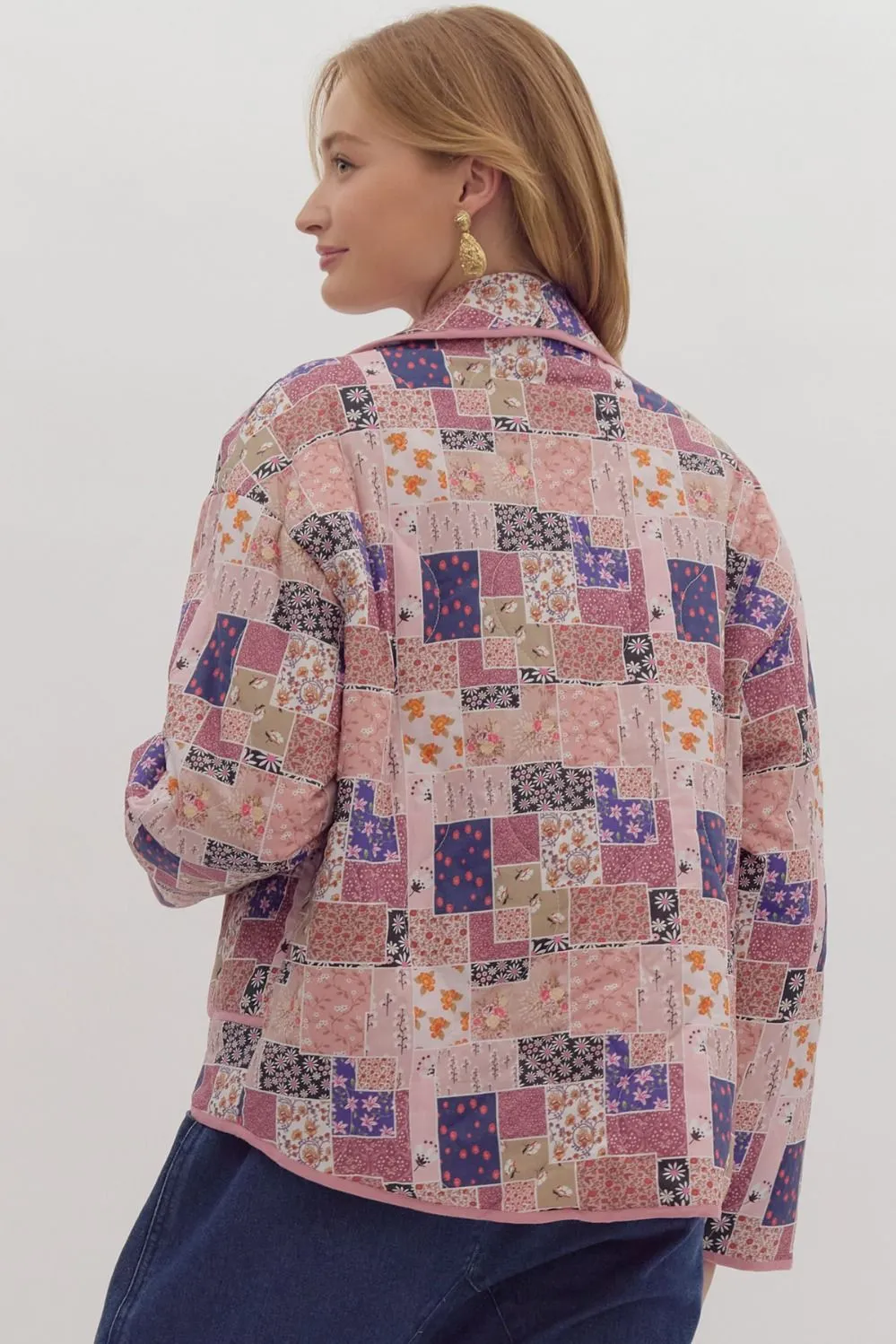 Floral Patchwork Open Crop Jacket