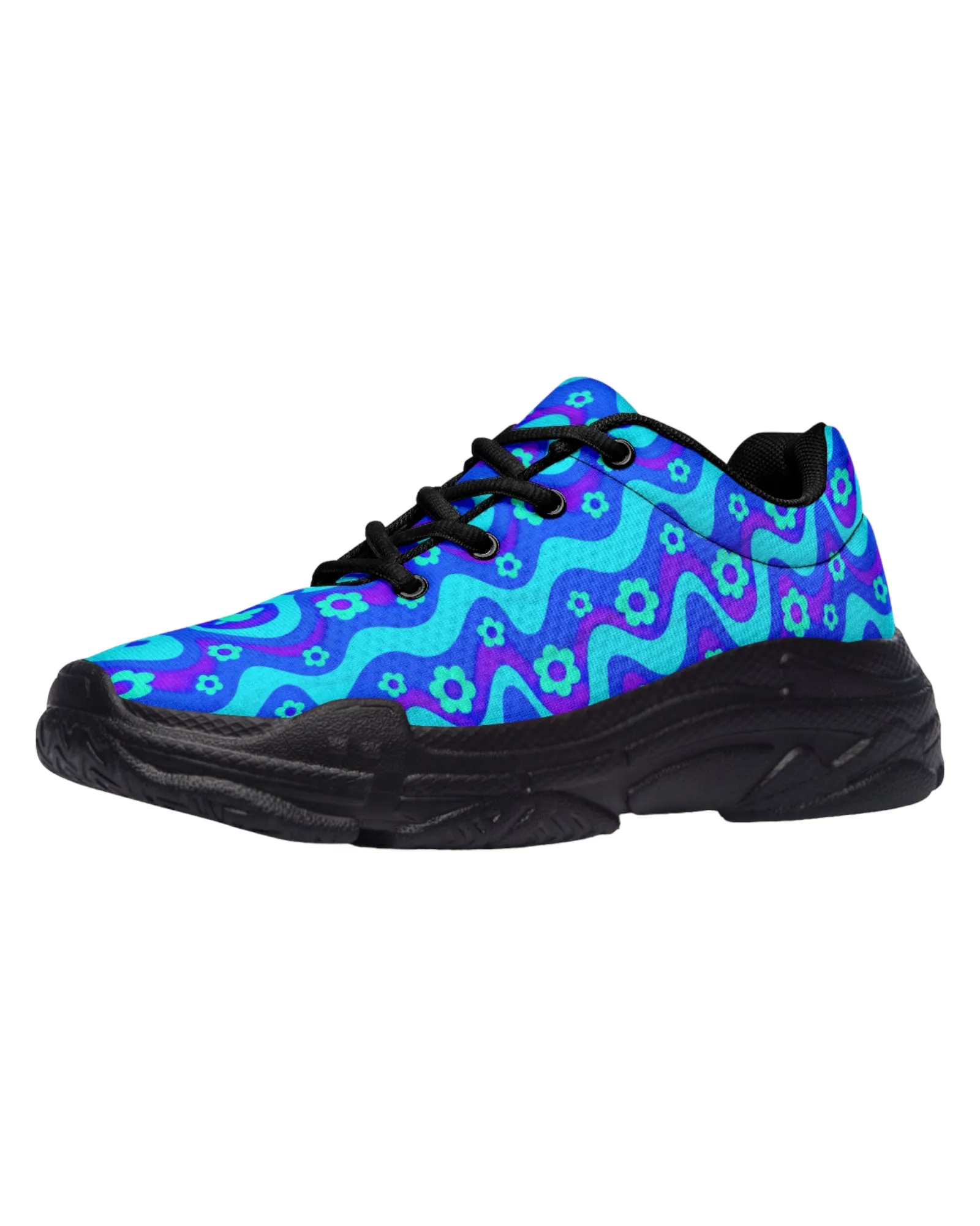 Flower Power Blue Chunky Festival Sneakers