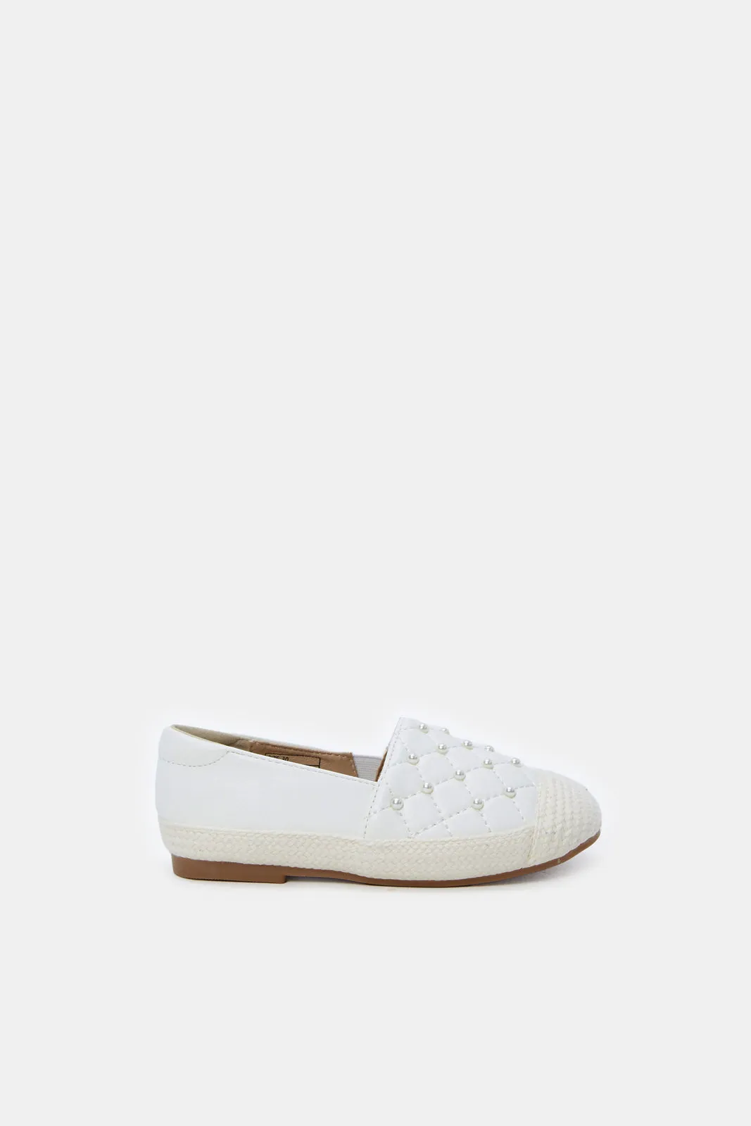 Girls White Pearl Espadrille