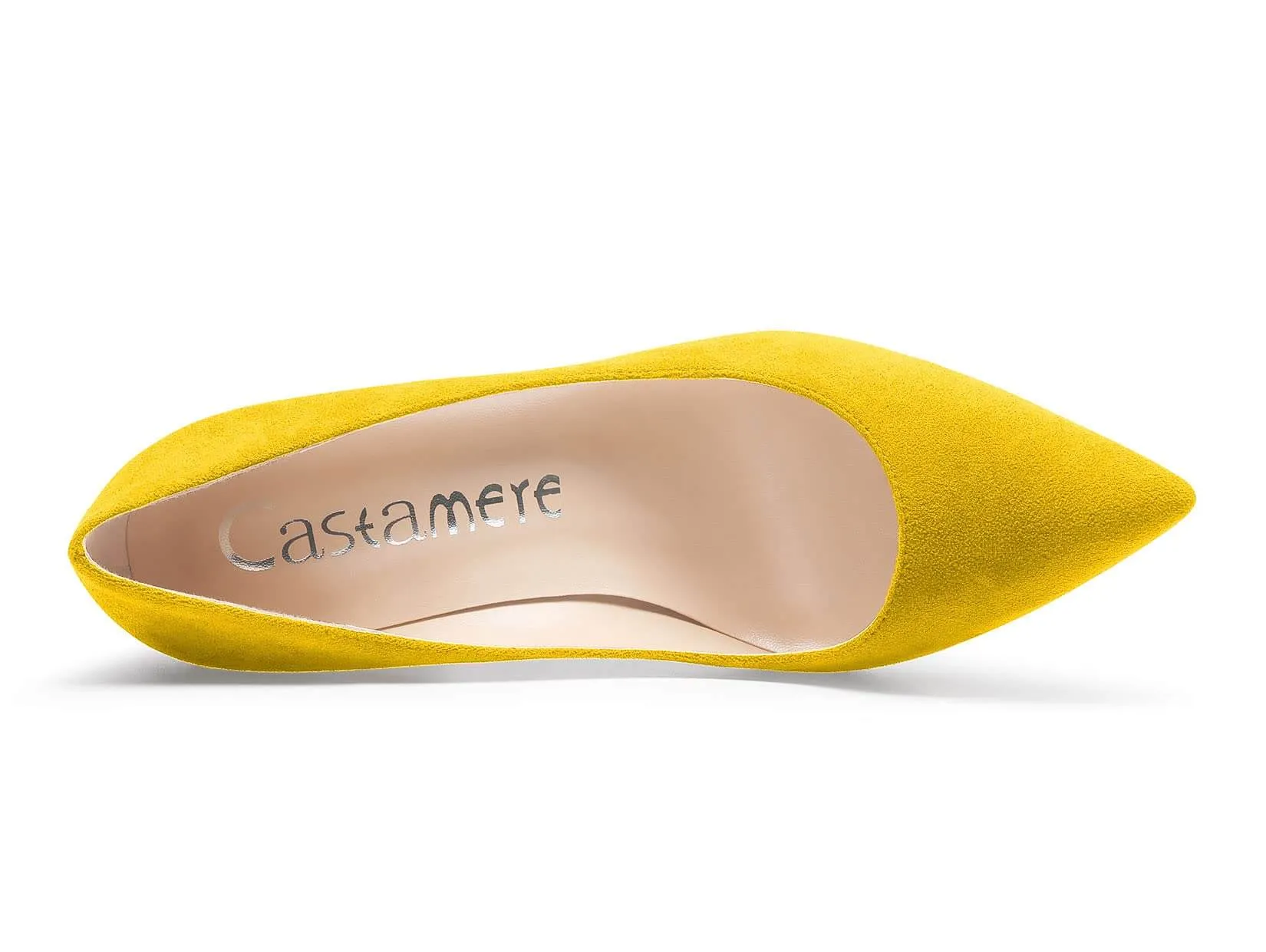 Golden Glow: Yellow Suede Block Heel Pointed Toe Slip-on Pumps