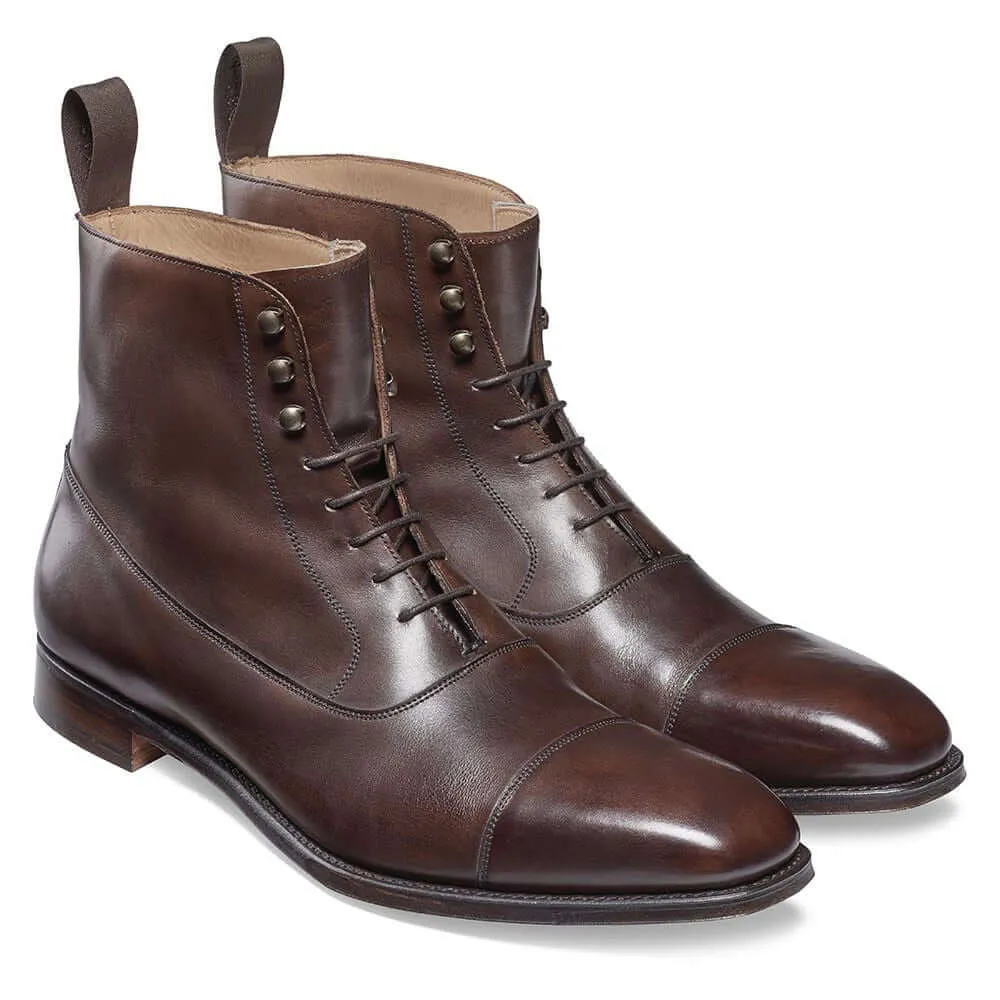 Handmade Men's Ankle High Boot, Men's Pure Brown Leather Luxury Cap Toe Formal Boot