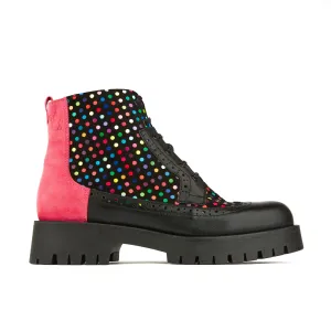 Hatter Platform - Black & Pink & Multi Disco Dots