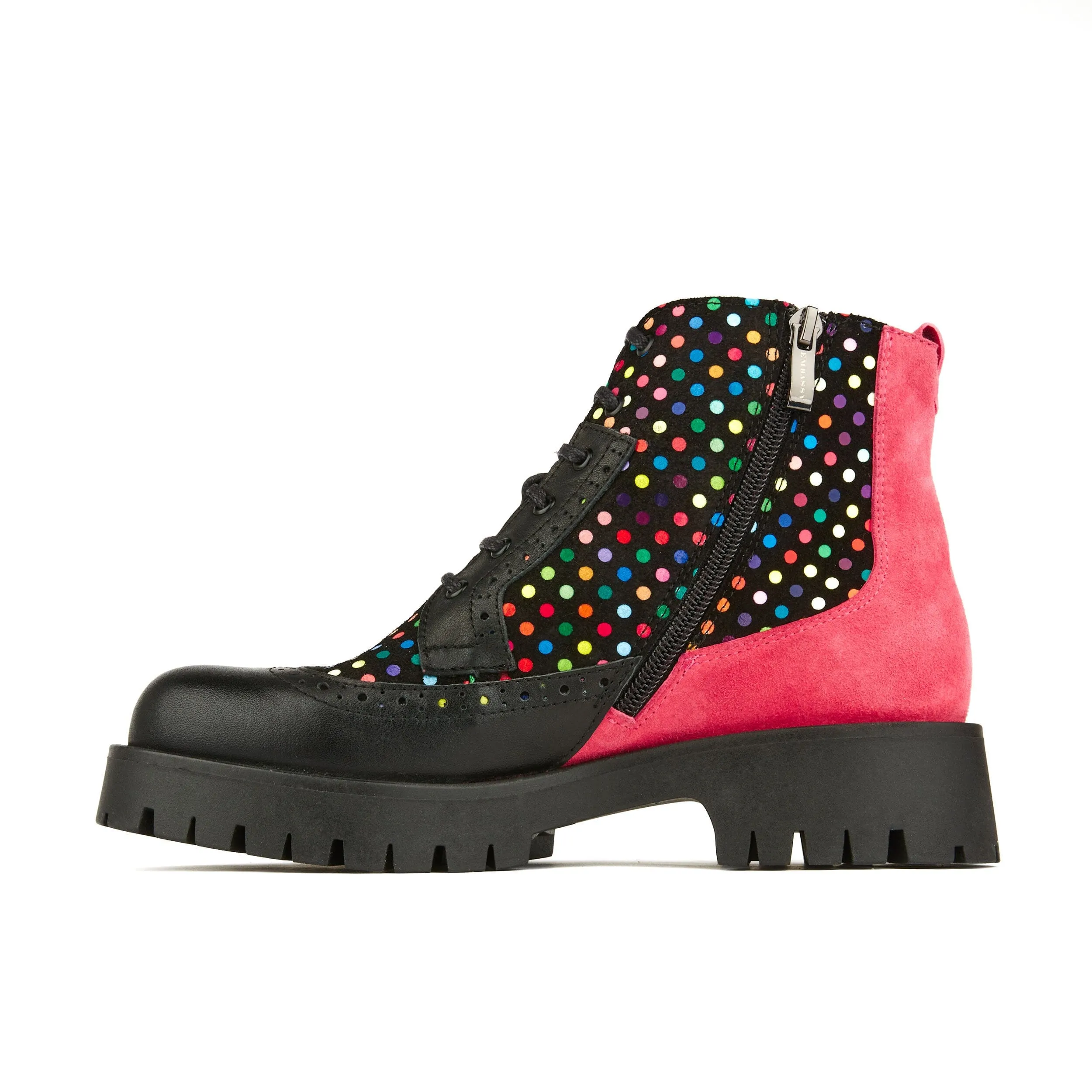 Hatter Platform - Black & Pink & Multi Disco Dots