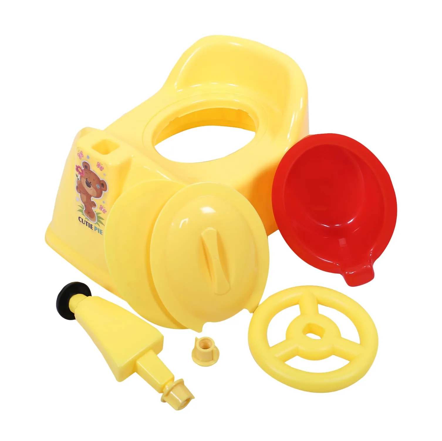 Kuber Industries Potty Toilet Trainer Seat | Plastic Potty Training Seat | Baby Potty Seat | Potty Seat For Child | Potty Training Seat for Kids | Steering Design | Yellow