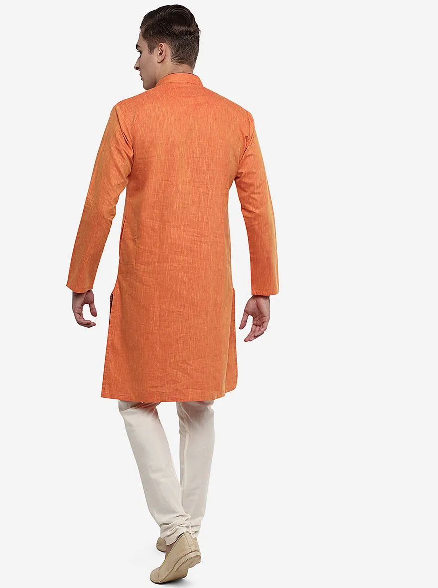 Orange Solid Kurta | Azania