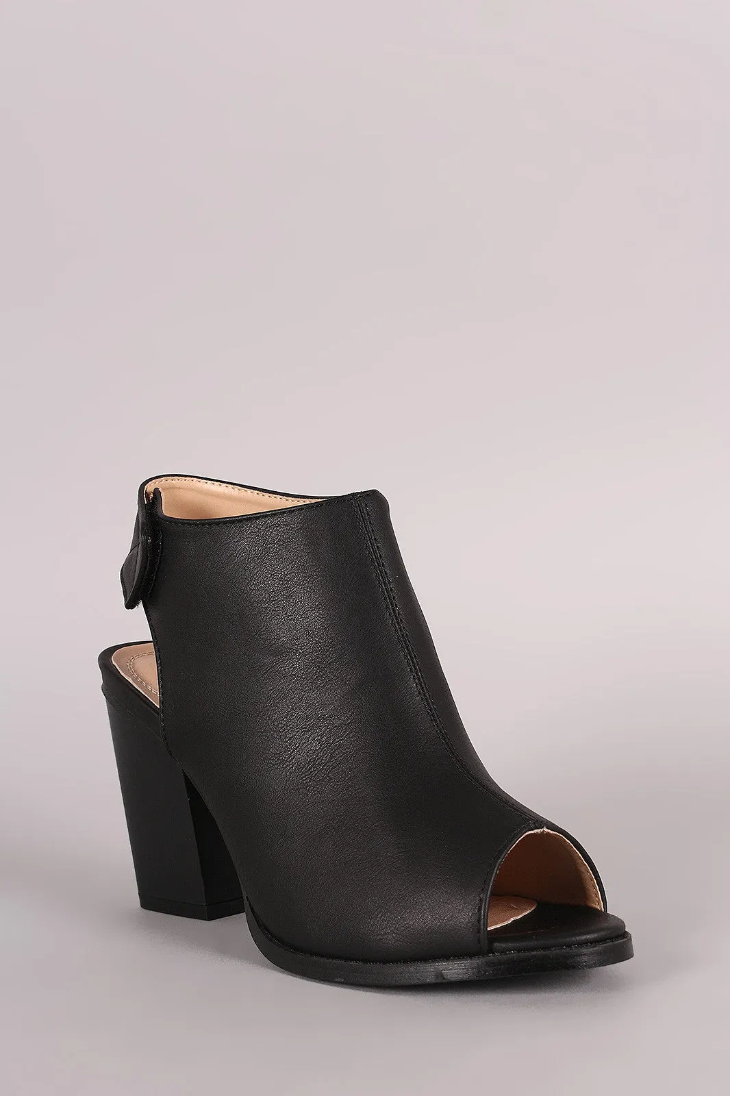 Peep Toe Slingback Chunky Heeled Mule Booties