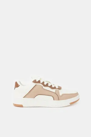 Senior Girls Beige Chunky Sneakers