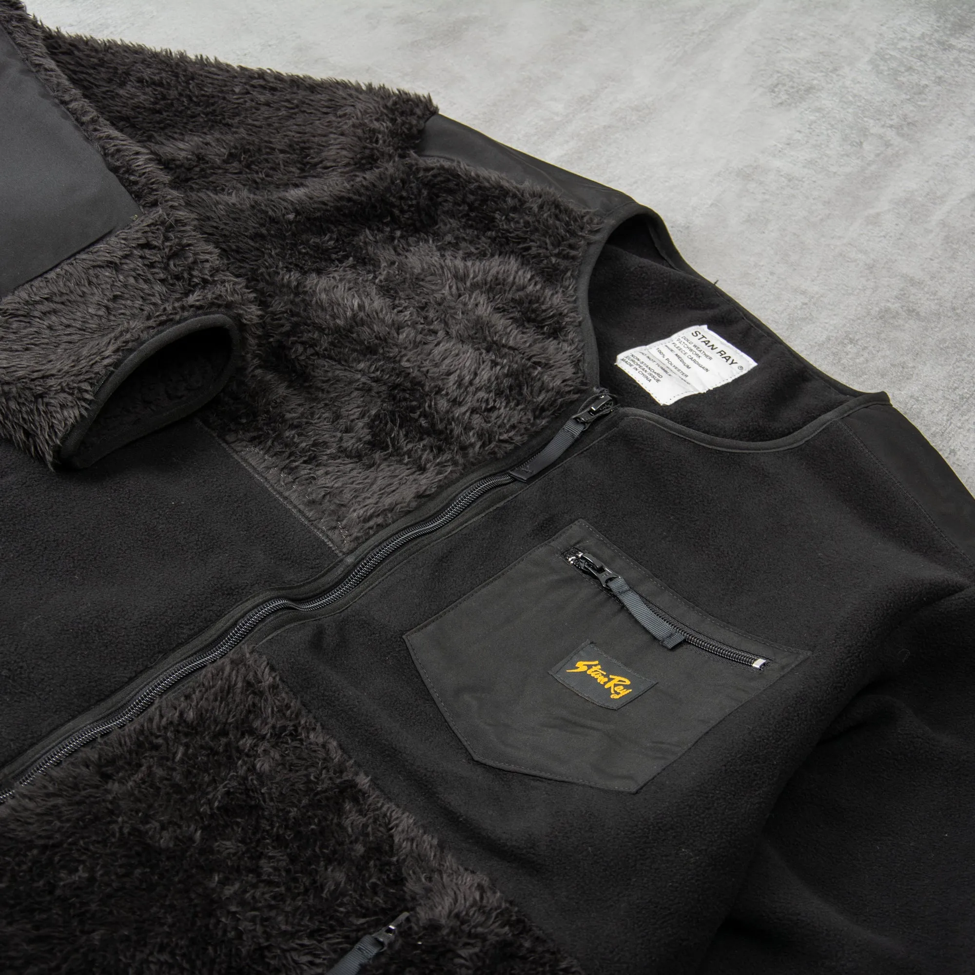 Stan Ray Patchwork Fleece Cardigan - Black