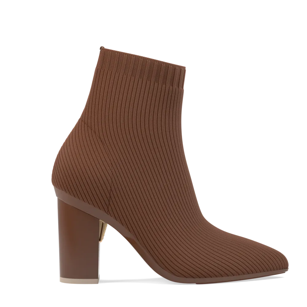 The Bootie Walnut Knit   Block Heel Kit 4 Walnut