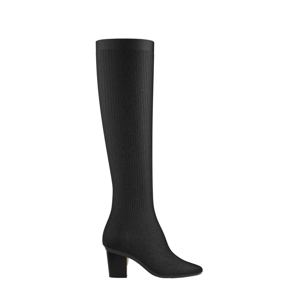 The Joanna Knee High Boot - Coal Knit 3 Block