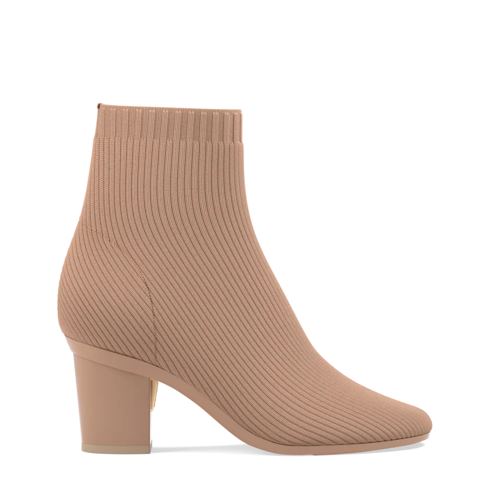 The Josie Bootie - Latte Knit 3 Block