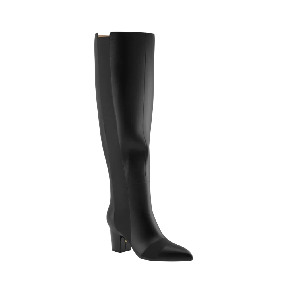 The Knee High Boot Coal Leather   Block Heel Kit 3 Coal