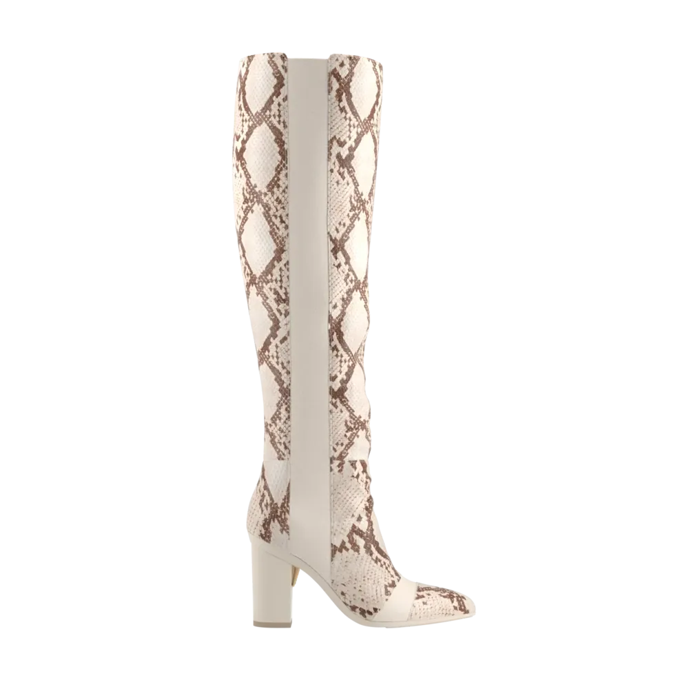 The Knee High Boot - Ivory Snakeskin 4 Block