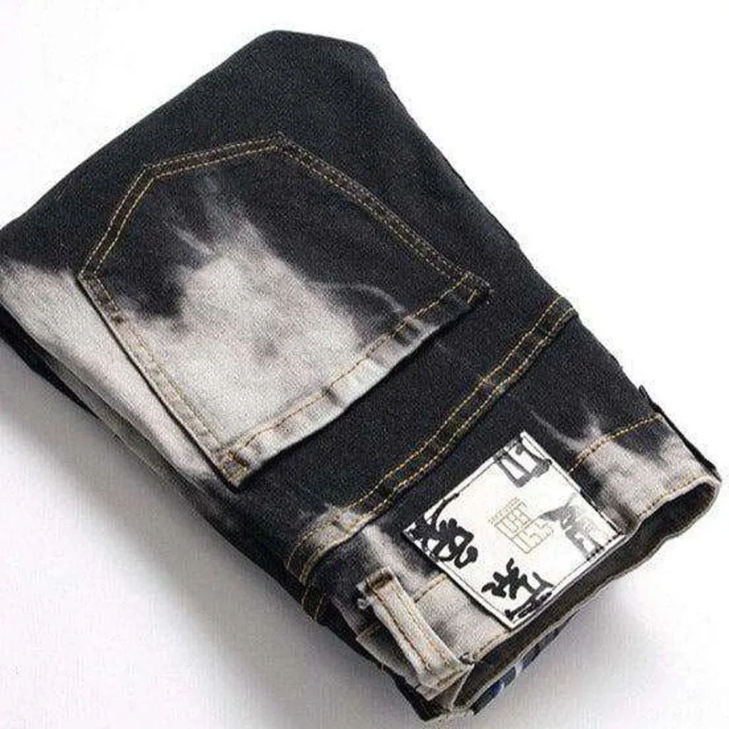 Tie-dye patchwork jeans for men