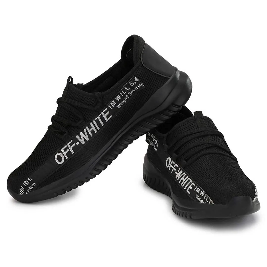 Trendy Black Mesh Sports Sneakers for Men