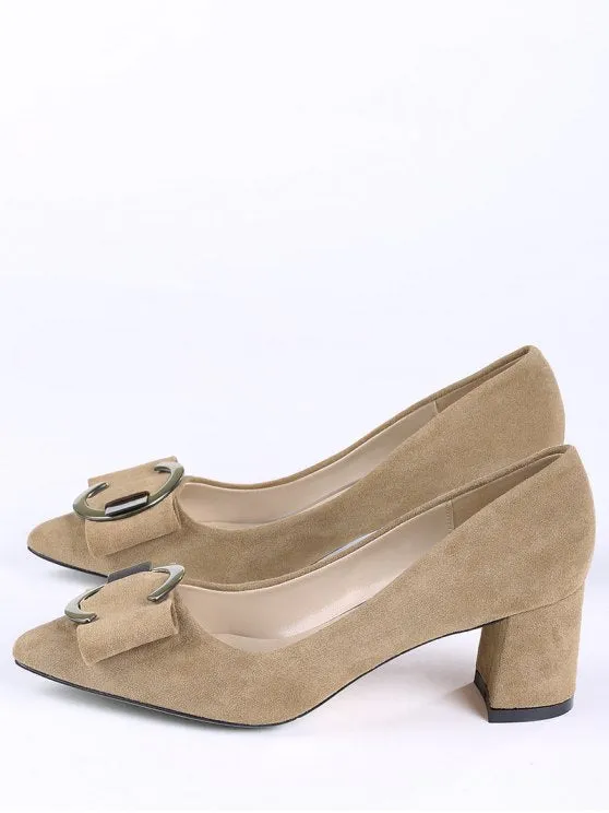 Trendy Metal Buckle Strap Pointed Toe Pumps