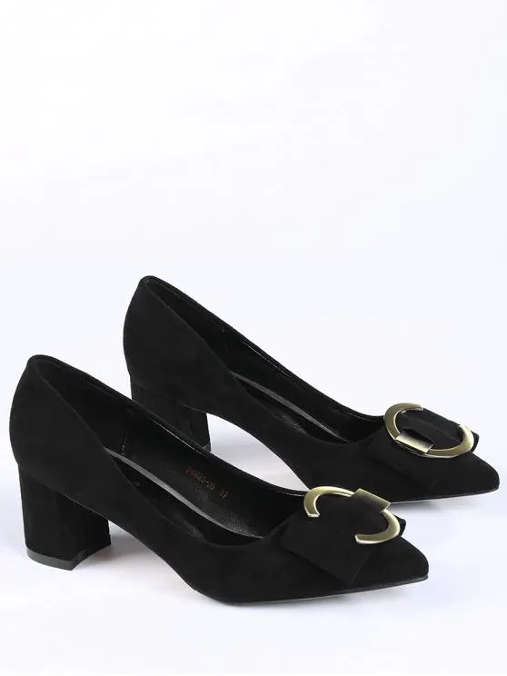 Trendy Metal Buckle Strap Pointed Toe Pumps