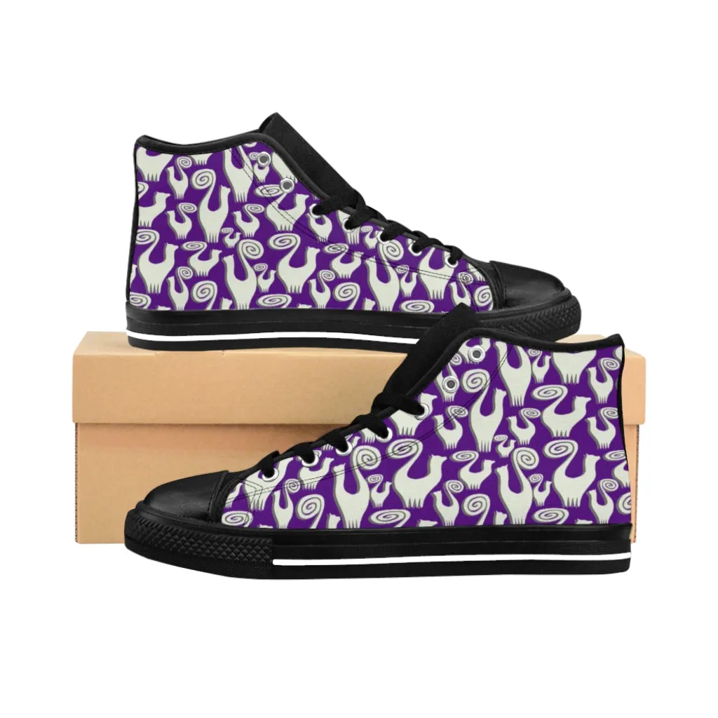 Violet Snooty Cats Women's High-top Sneakers