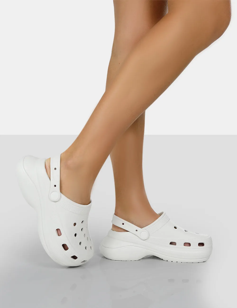 Vista White Rubber Platform Clog Sandals