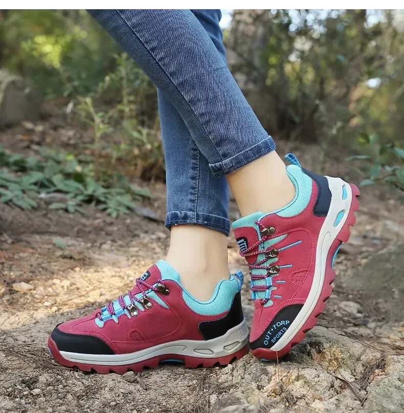 Women Leather Hiking Shoes Outdoor Trekking Shoes Mountain Sneakers - WHS50201