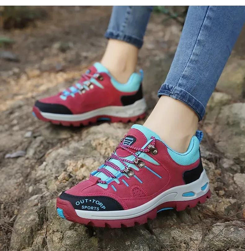 Women Leather Hiking Shoes Outdoor Trekking Shoes Mountain Sneakers - WHS50201