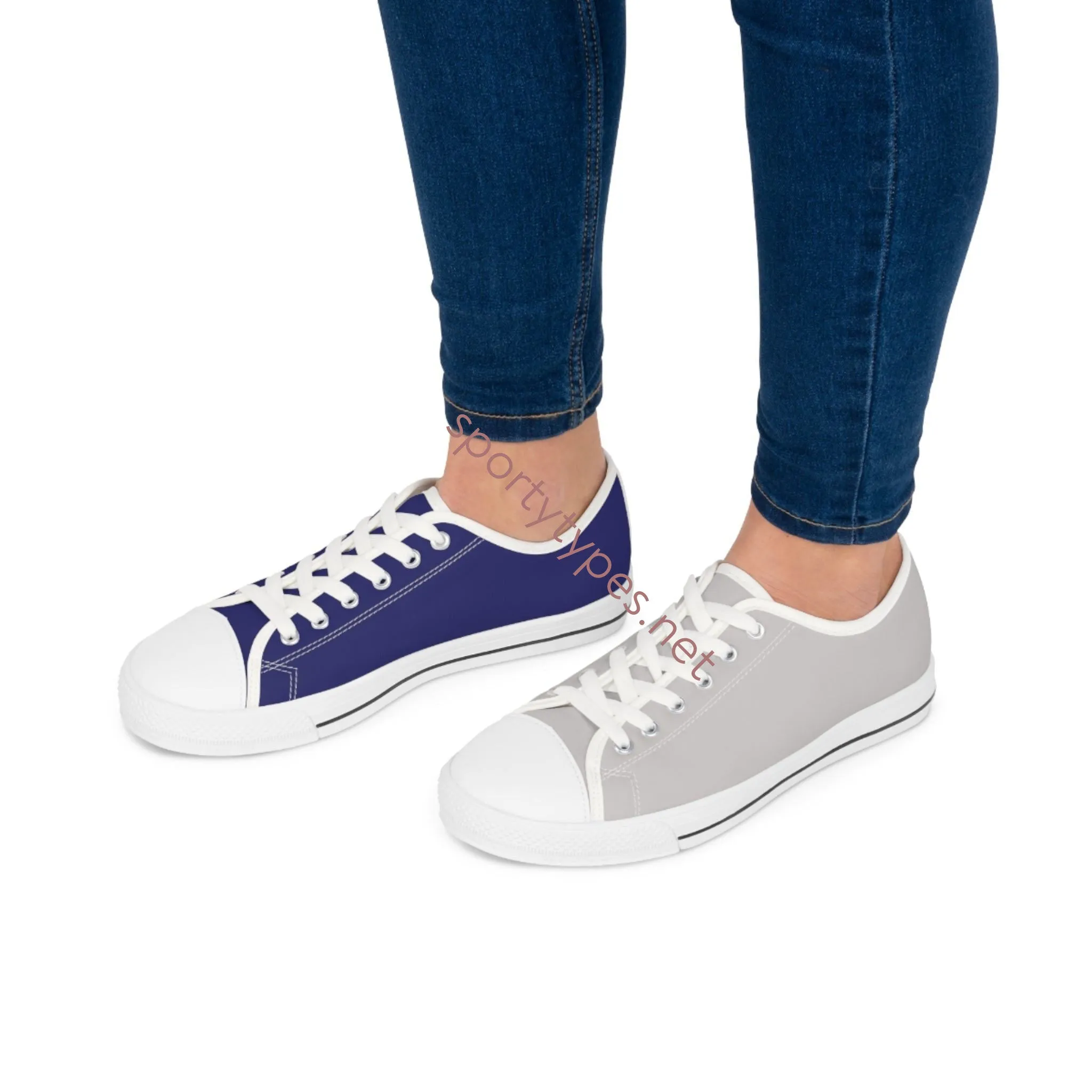 Women's Navy & Grey Mismatched Low Top Sneakers